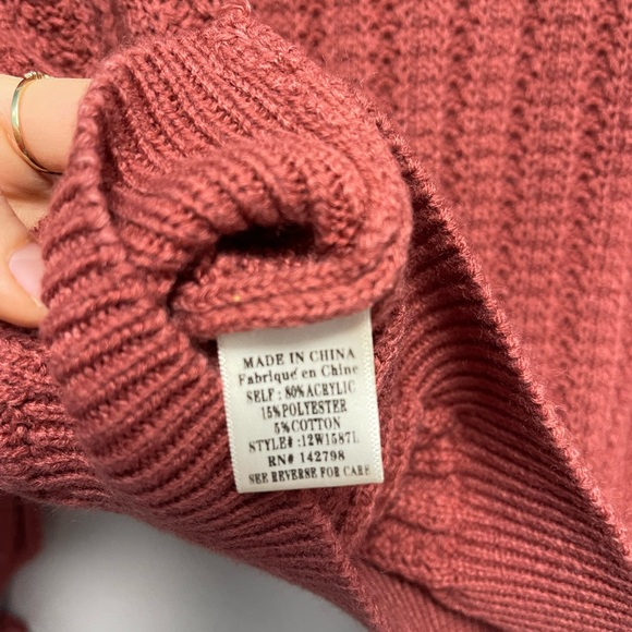 Women's Off-Shoulder Knit Sweater - Coral - Picture 5 of 6